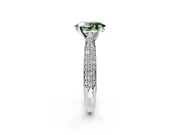 Solitaire Engagement Ring Setting for Fancy Green Oval Center with Multi-Row Accents and Prong Head in Platinum