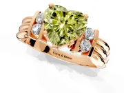 Solitaire Engagement Ring Setting for Fancy Yellow Heart-Shaped Center with Grooved Bar Accent Band and Prong Head in Rose Gold