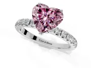 Open Basket Engagement Ring Setting for Fancy Pink Heart-Shaped Center with Pave Band and Prong Head in Sterling Silver