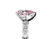 Solitaire Engagement Ring Setting for Fancy Pink Pear-Shaped Center with Bezel-Dot Beaded Band and Prong Head in White Gold