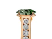 Solitaire Engagement Ring Setting for Fancy Green Oval Center with Cathedral Channel Band and Prong Head in Rose Gold