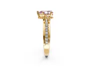 Solitaire Engagement Ring Setting for Fancy Pink Pear-Shaped Center with Raised Channel Band and Prong Head in Yellow Gold