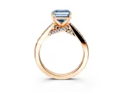 Solitaire Engagement Ring Setting for Fancy Blue Asscher Cut Center with Crossover Accents and Prong Head in Rose Gold