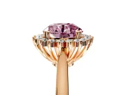 Starburst Halo Engagement Ring Setting for Fancy Pink Round Cut Center with Thin Round-Wire Band and Prong Head in Rose Gold