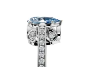 Cathedral Engagement Ring Setting for Fancy Blue Pear-Shaped Center with Antique-Style Pave Band and Prong Head in Platinum