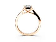 Solitaire Engagement Ring Setting for Emerald Cut Center with Tapered Shoulders and Prong Head in Rose Gold