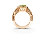 Milgrain Halo Engagement Ring Setting for Fancy Yellow Heart-Shaped Center with Pave Band and Prong Head in Rose Gold