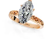 Solitaire Engagement Ring Setting for Marquise Center with Milgrain X Pattern Band and Prong Head in Rose Gold