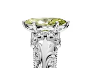 Solitaire Engagement Ring Setting for Fancy Yellow Marquise Center with Filigree Accent Basket and Prong Head in Platinum