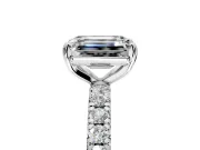 Solitaire Engagement Ring Setting for Emerald Cut Center with Shared-Prong Accents and Prong Head in Platinum