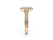 Solitaire Engagement Ring Setting for Marquise Center with Pave Rail Split Shank and Prong Head in Rose Gold