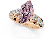 Solitaire Engagement Ring Setting for Fancy Pink Marquise Center with Graduated Shared Prongs and Prong Head in Rose Gold