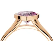Solitaire Engagement Ring Setting for Fancy Pink Heart-Shaped Center with V Split Shank and Bezel Head in Rose Gold