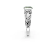 Solitaire Engagement Ring Setting for Fancy Green Radiant Cut Center with Filigree Accent Basket and Prong Head in Platinum