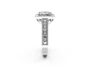 Milgrain Halo Engagement Ring Setting for Princess Cut Center with Pave Band and Prong Head in Platinum