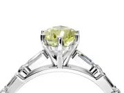 Baguette Engagement Ring Setting for Fancy Yellow Pear-Shaped Center with Alternating Bar-Set Band and Prong Head in Platinum