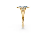Solitaire Engagement Ring Setting for Fancy Blue Marquise Center with V Split Shank and Bezel Head in Yellow Gold