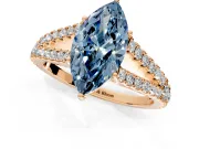 Solitaire Engagement Ring Setting for Fancy Blue Marquise Center with Pave Split Shank and Prong Head in Rose Gold