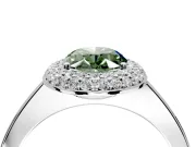 Halo Engagement Ring Setting for Fancy Green Oval Center with Plain Tapered Band and Prong Head in Platinum