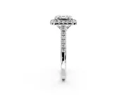 Halo Engagement Ring Setting for Asscher Cut Center with Raised Halo, Pave Band and Prong Head in Platinum