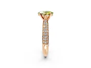 Solitaire Engagement Ring Setting for Fancy Yellow Oval Center with Multi-Row Accents and Prong Head in Rose Gold
