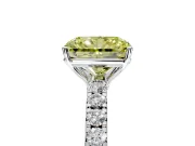 Solitaire Engagement Ring Setting for Fancy Yellow Radiant Cut Center with Large Accent Band and Prong Head in Platinum