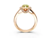 Solitaire Engagement Ring Setting for Fancy Yellow Radiant Cut Center with Wide Band, Pave Collar and Prong Head in Rose Gold