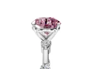 Solitaire Engagement Ring Setting for Fancy Pink Round Cut Center with Bezel Station Band and Prong Head in Sterling Silver
