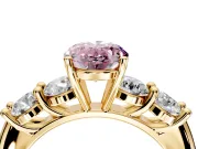 5 Stone Engagement Ring Setting for Fancy Pink Oval Center with Graduated Accents and Prong Head in Yellow Gold