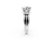 Solitaire Engagement Ring Setting for Oval Center with Grooved Bar Accent Band and Prong Head in Sterling Silver