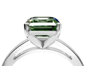 Solitaire Engagement Ring Setting for Fancy Green Asscher Cut Center with Basket Rail and Prong Head in White Gold