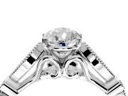 Solitaire Engagement Ring Setting for Pear-Shaped Center with Marquise and Bezel Accents and Prong Head in Platinum