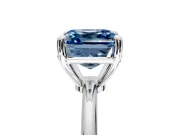 Minimalist Solitaire Engagement Ring Setting for Fancy Blue Asscher Cut Center with Thin Band and Prong Head in Platinum