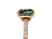 Solitaire Engagement Ring Setting for Fancy Green Asscher Cut Center with Channel Accents and Prong Head in Rose Gold