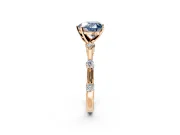 Solitaire Engagement Ring Setting for Fancy Blue Heart-Shaped Center with Bezel Station Band and Prong Head in Rose Gold