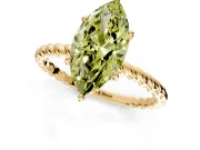 Solitaire Engagement Ring Setting for Fancy Yellow Marquise Center with Plain Twisted Rope Band and Prong Head in Yellow Gold