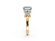 Floral Engagement Ring Setting for Fancy Blue Princess Cut Center with Marquise Cluster Shoulders and Prong Head in Yellow Gold