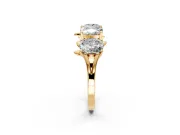 Elongated Cushion Cut Lab-Grown Diamond 4 Stone Wedding Band with Leaf Prongs in Yellow Gold