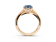 Solitaire Engagement Ring Setting for Fancy Blue Round Cut Center with Reverse Tapered Band and Prong Head in Rose Gold