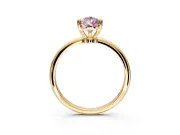 Minimalist Solitaire Engagement Ring Setting for Fancy Pink Pear-Shaped Center with Thin Band and Prong Head in Yellow Gold