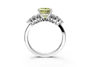 Cluster Engagement Ring Setting for Fancy Yellow Princess Cut Center with 2-Row Shoulder Clusters and Prong Head in Sterling Silver