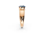 Tension Engagement Ring Setting for Fancy Blue Round Cut Center with Wide Flat Band and Tension Head in Rose Gold