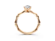 Solitaire Engagement Ring Setting for Pear-Shaped Center with Bamboo Band and Prong Head in Rose Gold