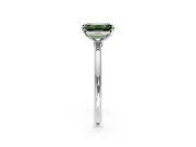 Solitaire Engagement Ring Setting for Fancy Green Emerald Cut Center with Straight Thin Band and Prong Head in Sterling Silver