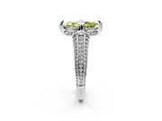 Solitaire Engagement Ring Setting for Fancy Yellow Marquise Center with Accented Split Shank and Prong Head in White Gold