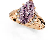 Solitaire Engagement Ring Setting for Fancy Pink Marquise Center with Filigree Accent Basket and Prong Head in Rose Gold