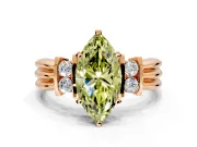 Solitaire Engagement Ring Setting for Fancy Yellow Marquise Center with Grooved Bar Accent Band and Prong Head in Rose Gold