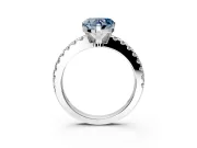 Solitaire Engagement Ring Setting for Fancy Blue Heart-Shaped Center with Single Row Accent Band and Prong Head in White Gold