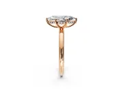Hidden Halo Engagement Ring Setting for Marquise Center with Thin Round-Wire Band and Prong Head in Rose Gold