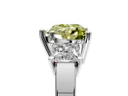 3 Stone Engagement Ring Setting for Fancy Yellow Heart-Shaped Center with Matching Side Accents and Prong Head in Platinum